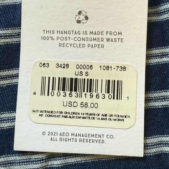 American Eagle AE 77 lot of 2 Short Sleeve Tees Navy Peach Small NWT premium - Picture 5 of 10